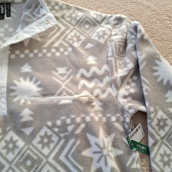 Simons I.Five Fleece Pullover Mens Small Cream Beige Snap Front Fleece Top NWT - Picture 3 of 13